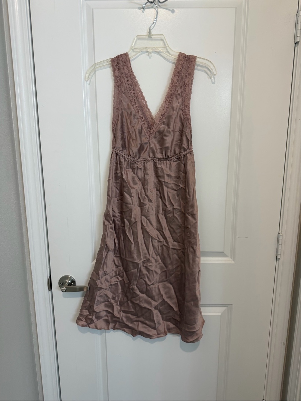 Soma 100% Silk Lace Midi Slip Dress Gown Sz Small Mauve Romantic